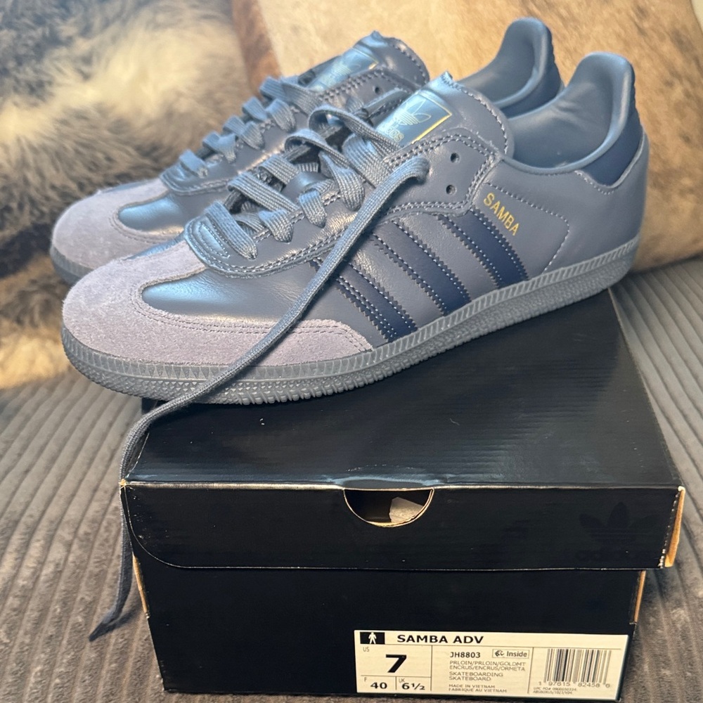 Adidas Samba ADV Navy and Blue Suede Sneakers